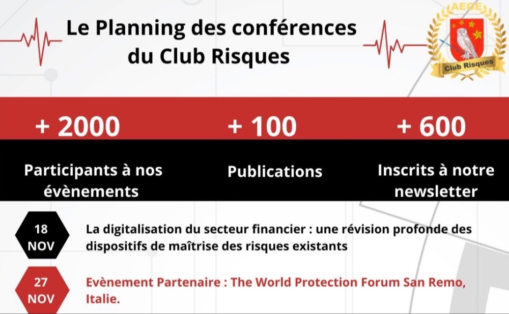 Planning des conférences du Club Risque de l'AEGE à ne pas manquer